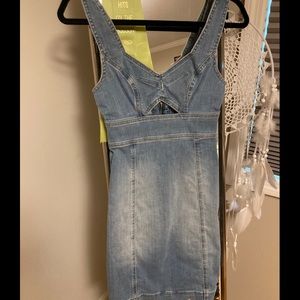 Guess Denim Cutout Mini Dress